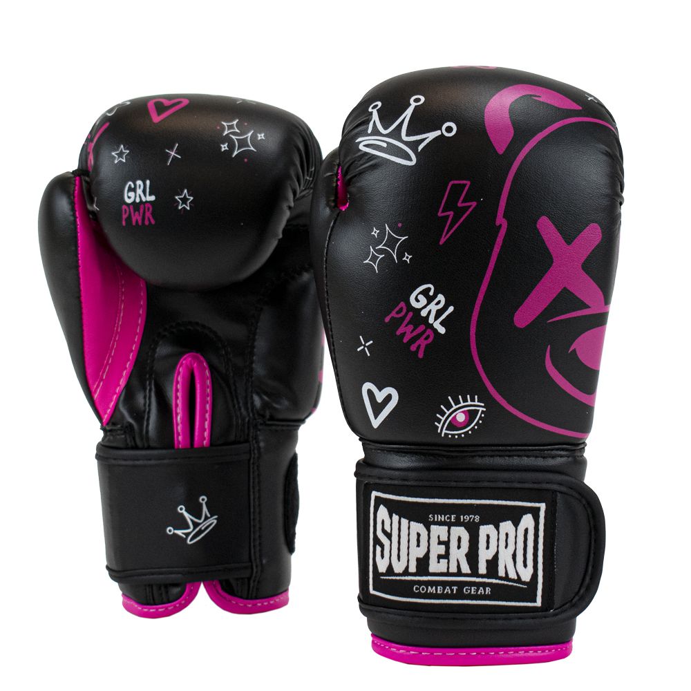 Super Pro Combat Gear Bokshandschoenen Kids Bear - Zwart/Roze - Aanzicht