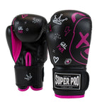 Super Pro Combat Gear Bokshandschoenen Kids Bear - Zwart/Roze - Aanzicht