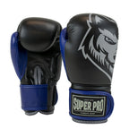 Super Pro Combat Gear Bokshandschoenen Kids Wolf - Zwart/Blauw - Aanzicht
