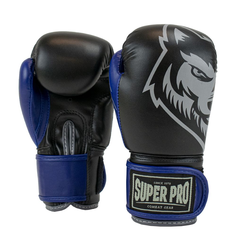 Super Pro Combat Gear Bokshandschoenen Kids Wolf - Zwart/Blauw - Aanzicht