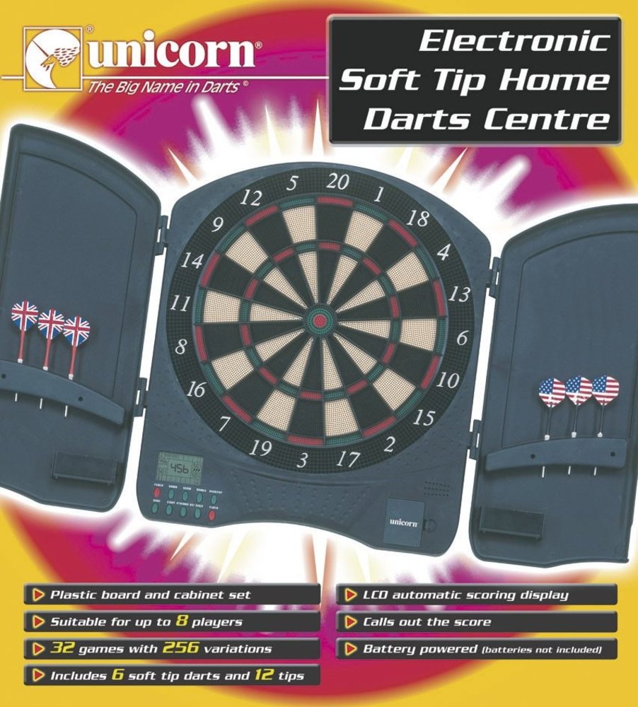 Unicorn Elektronisch Dartbord - 6 darts met 12 Soft Tips - Aanzicht