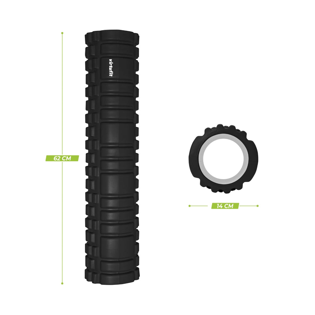 VirtuFit Grid Foam Roller - Massage roller - 62 cm - Zwart - Aanzicht