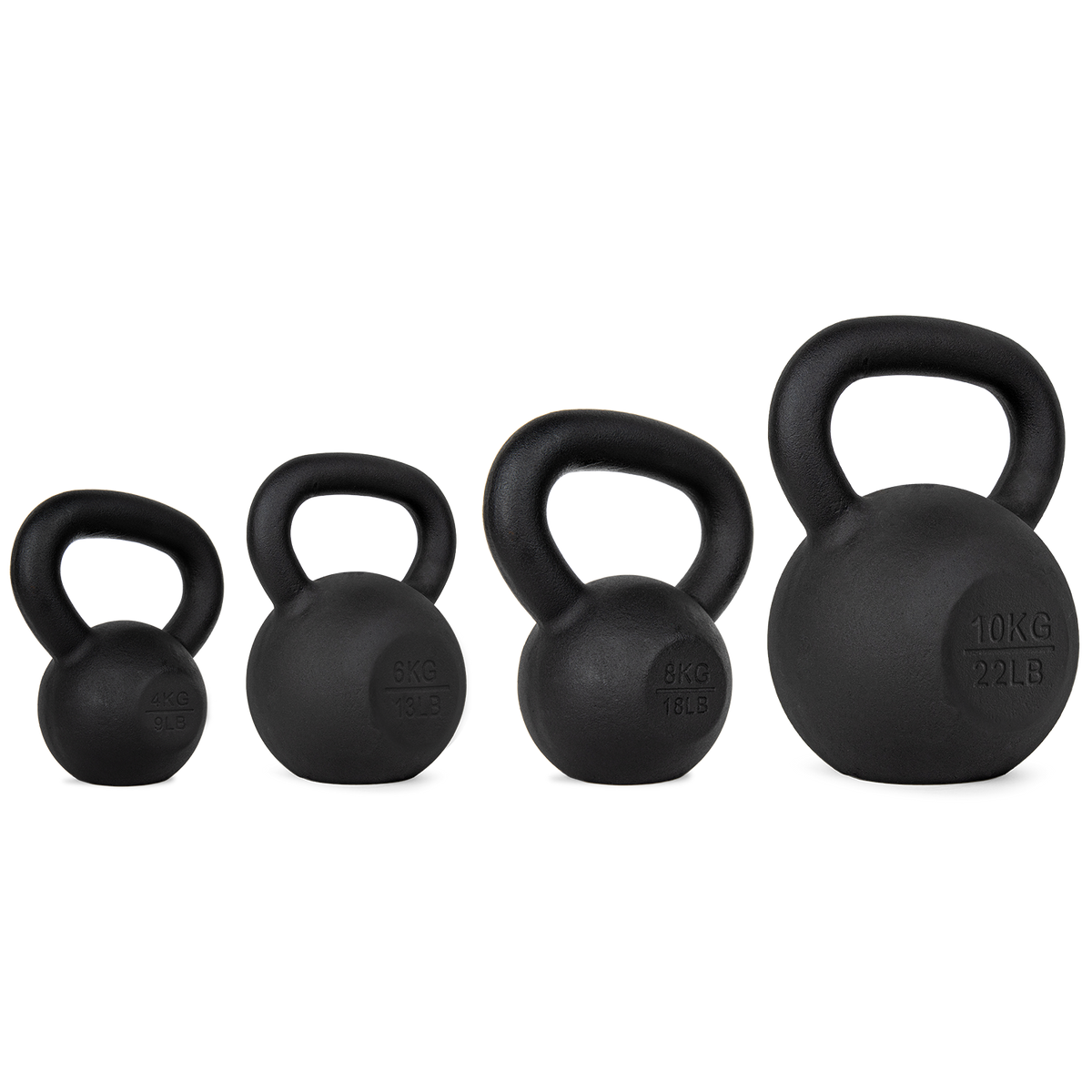 VirtuFit Kettlebell Set Gietijzer 4-6-8-10 kg - Aanzicht
