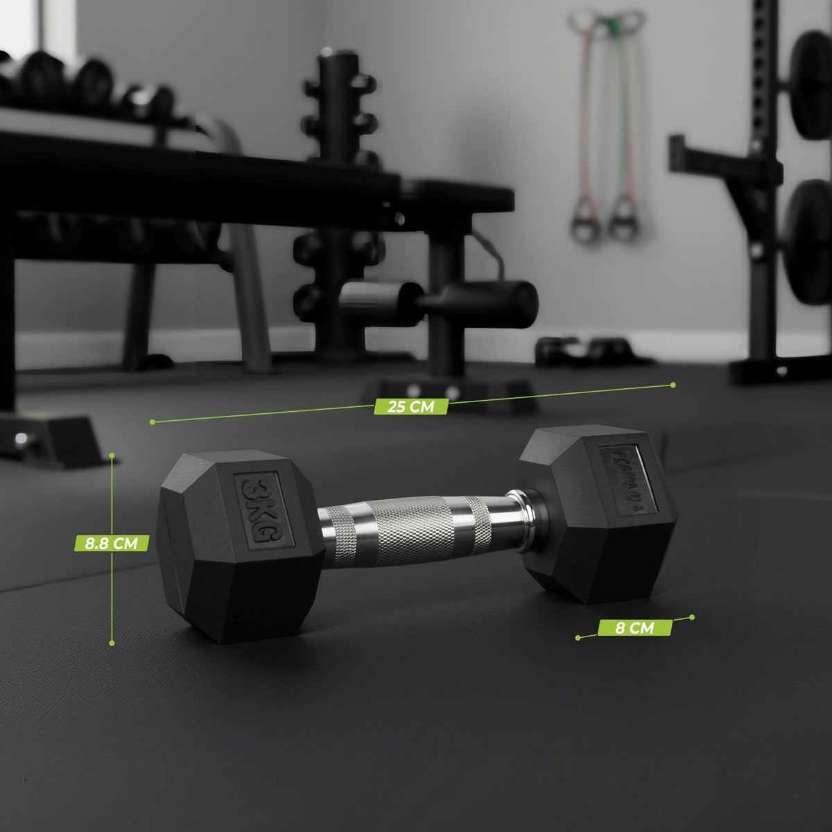 VirtuFit Hexa Dumbbell Pro Set - 2 x 3 kg - Aanzicht