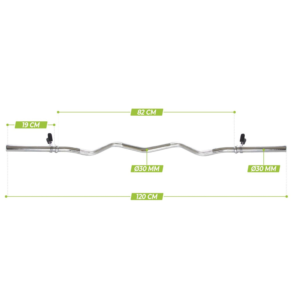 VirtuFit Curlstang - EZ Halterstang - 120 cm - Veerclip - 30 mm - Aanzicht