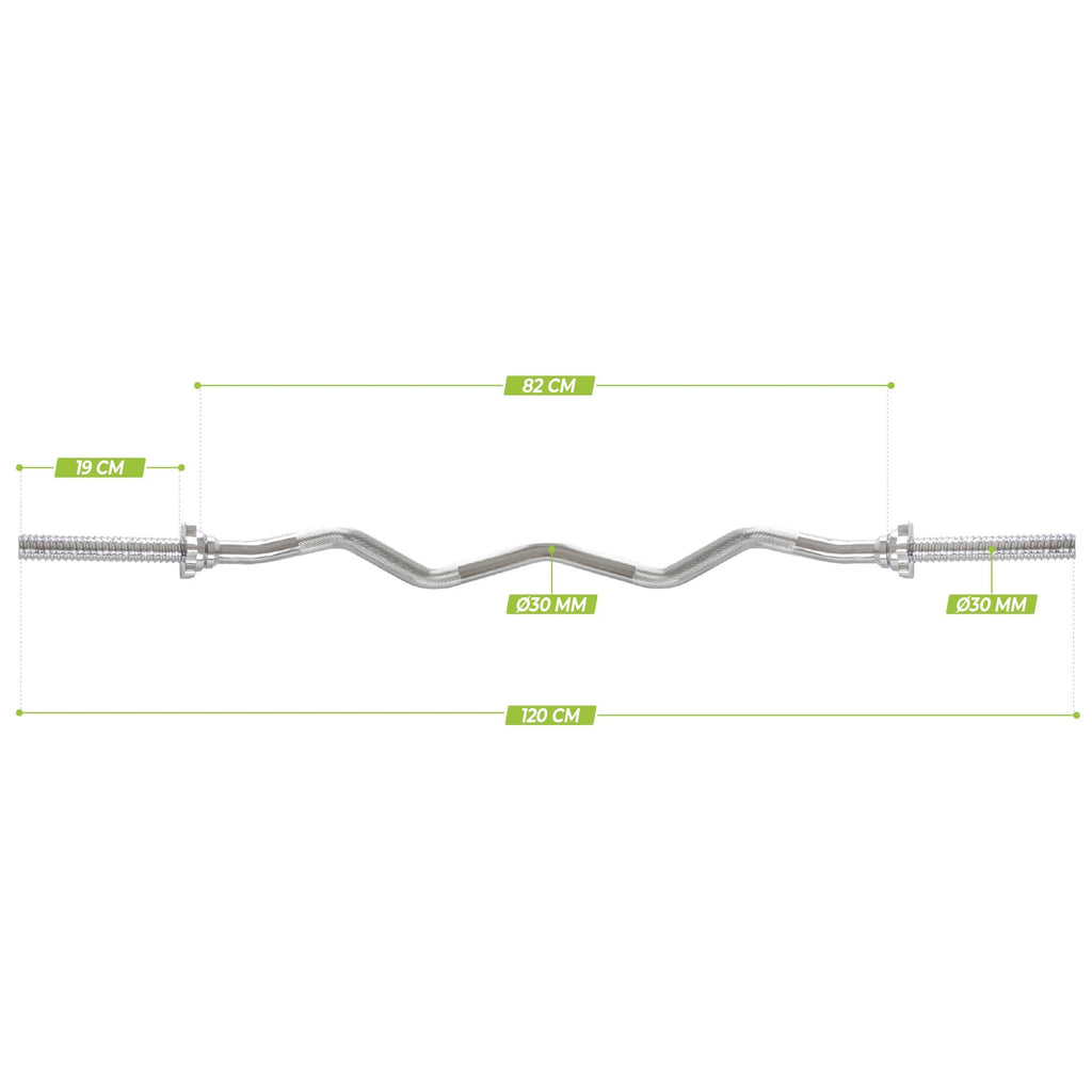 VirtuFit Curlstang - EZ Halterstang - 120 cm - Schroef - 30 mm - Aanzicht