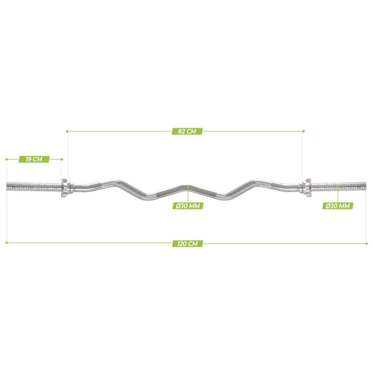VirtuFit Curlstang - EZ Halterstang - 120 cm - Schroef - 30 mm - Aanzicht