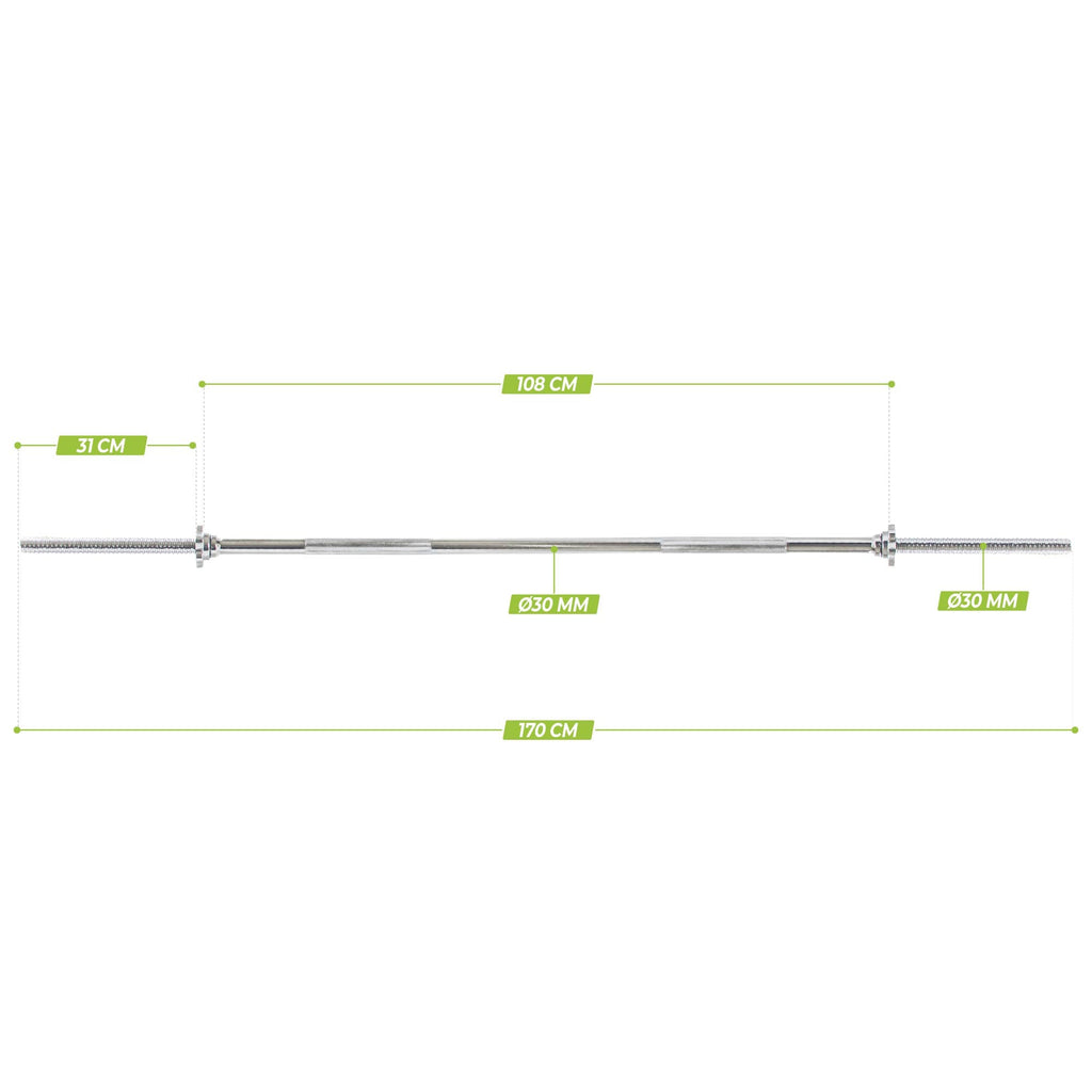 VirtuFit Halterstang - 170 cm - Schroefsluiting - 30 mm - Tweedekans - Aanzicht