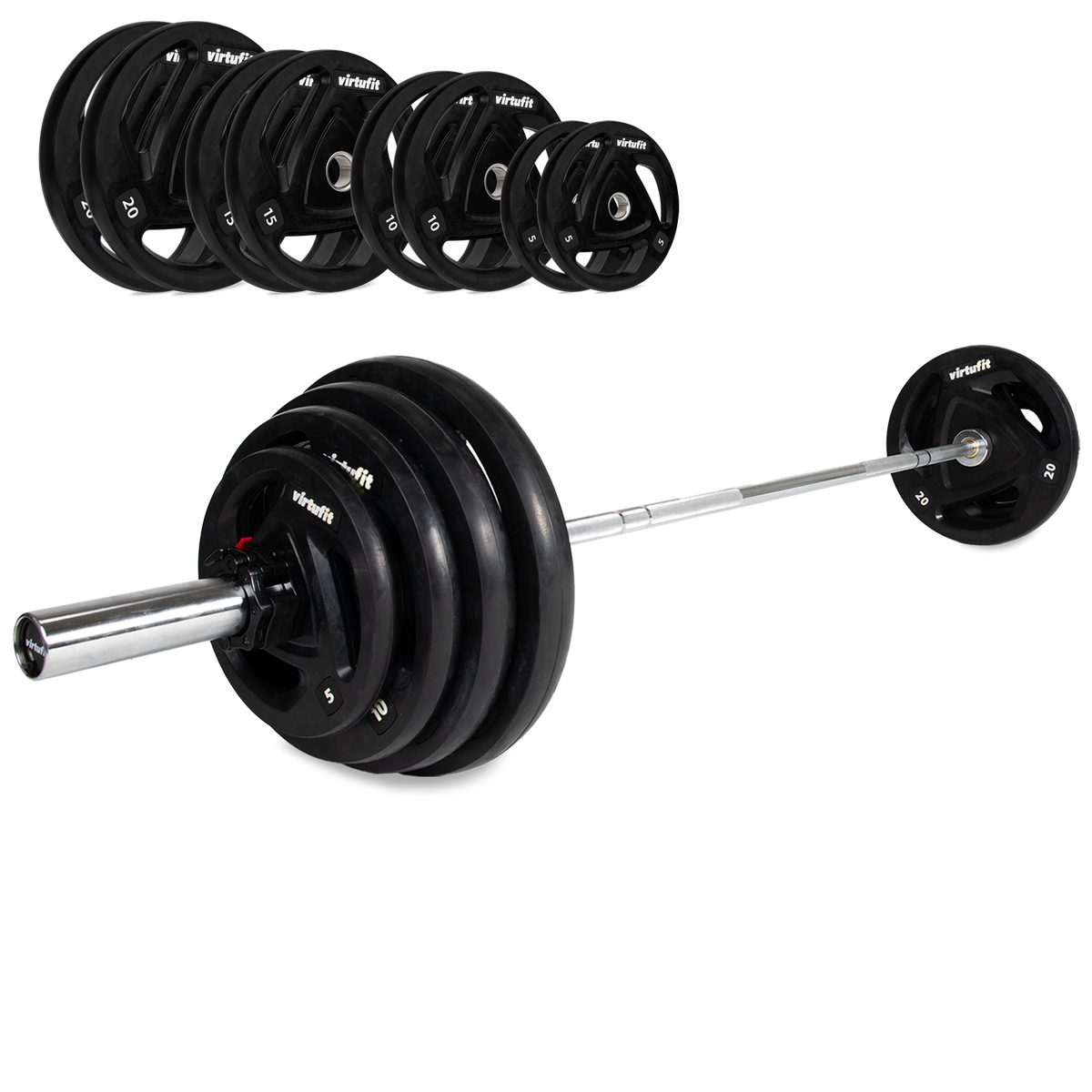 VirtuFit Olympische Rubberen Halterset - 120 kg - Aanzicht