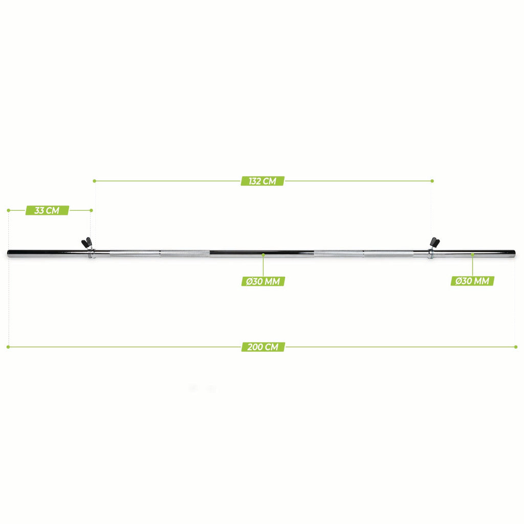 VirtuFit Halterstang - 200 cm - Veerclipsluiting - 30 mm - Aanzicht