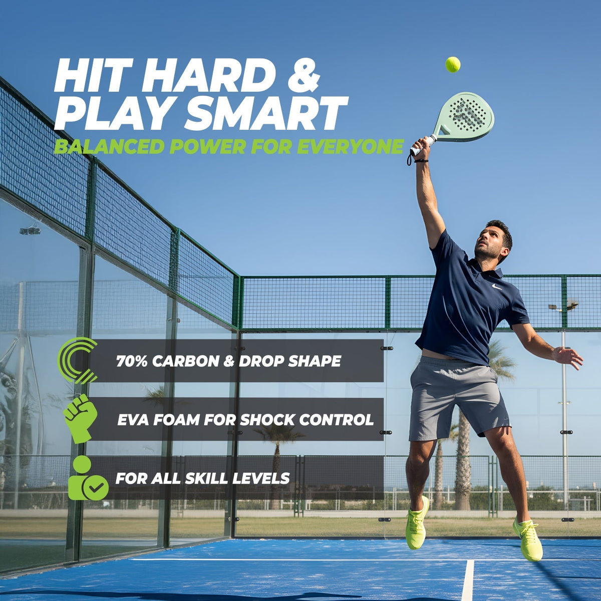 VirtuFit Hybrid Padel Set - Mint Green - Aanzicht