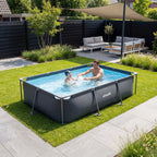 VirtuFit Rechthoekig Zwembad - 300 x 210 x 66 cm - Antraciet - Aanzicht