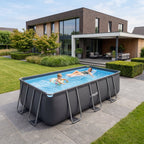 VirtuFit Rechthoekig Zwembad 400 x 200 x 122 cm - Antraciet - Aanzicht