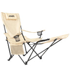 VirtuFit Opvouwbare Camping Stoel met Voetsteun - Strandstoel - Beige - Tweedekans - Aanzicht