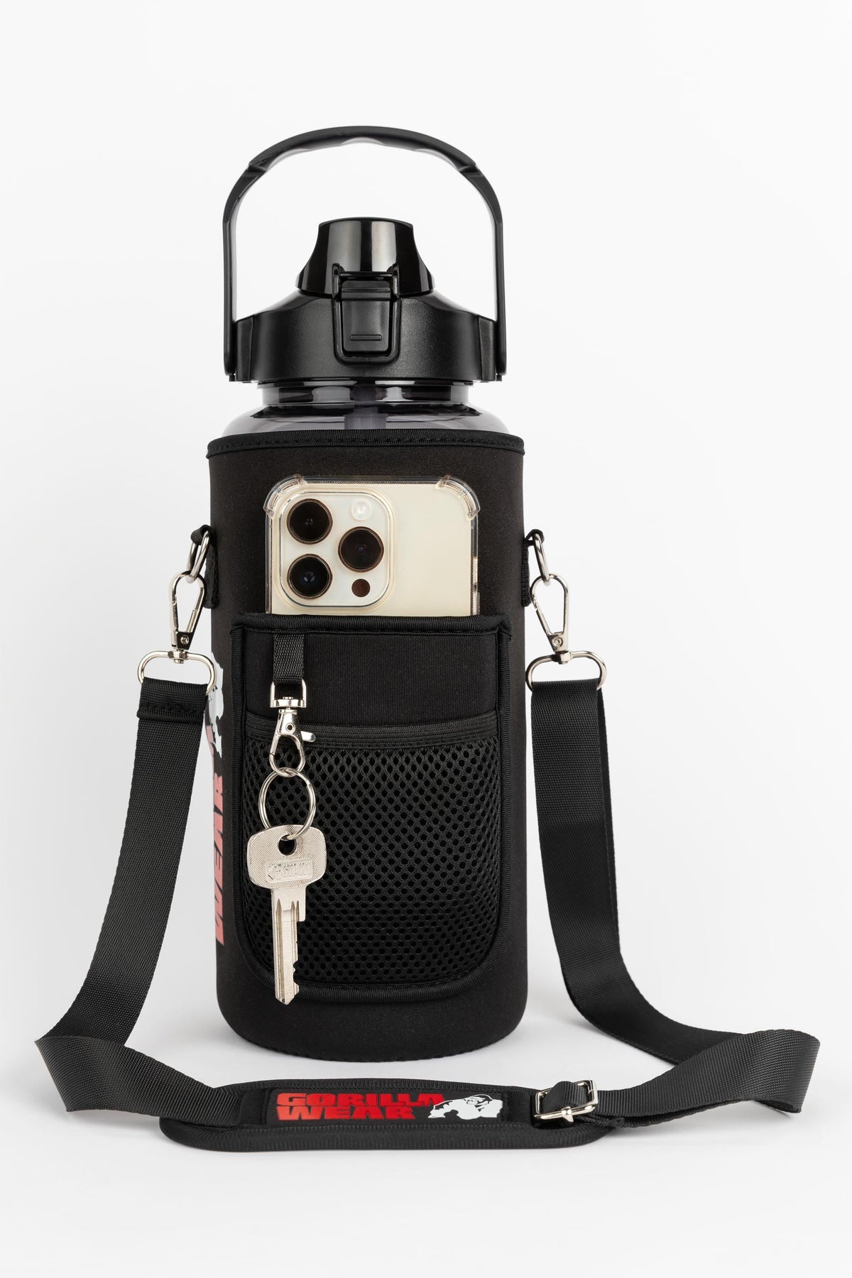 Gorilla Wear Waterfles met Sleeve - Zwart - 2 L - Aanzicht
