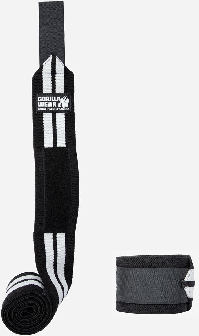 Gorilla Wear Knee Wraps - Zwart/Wit - Aanzicht