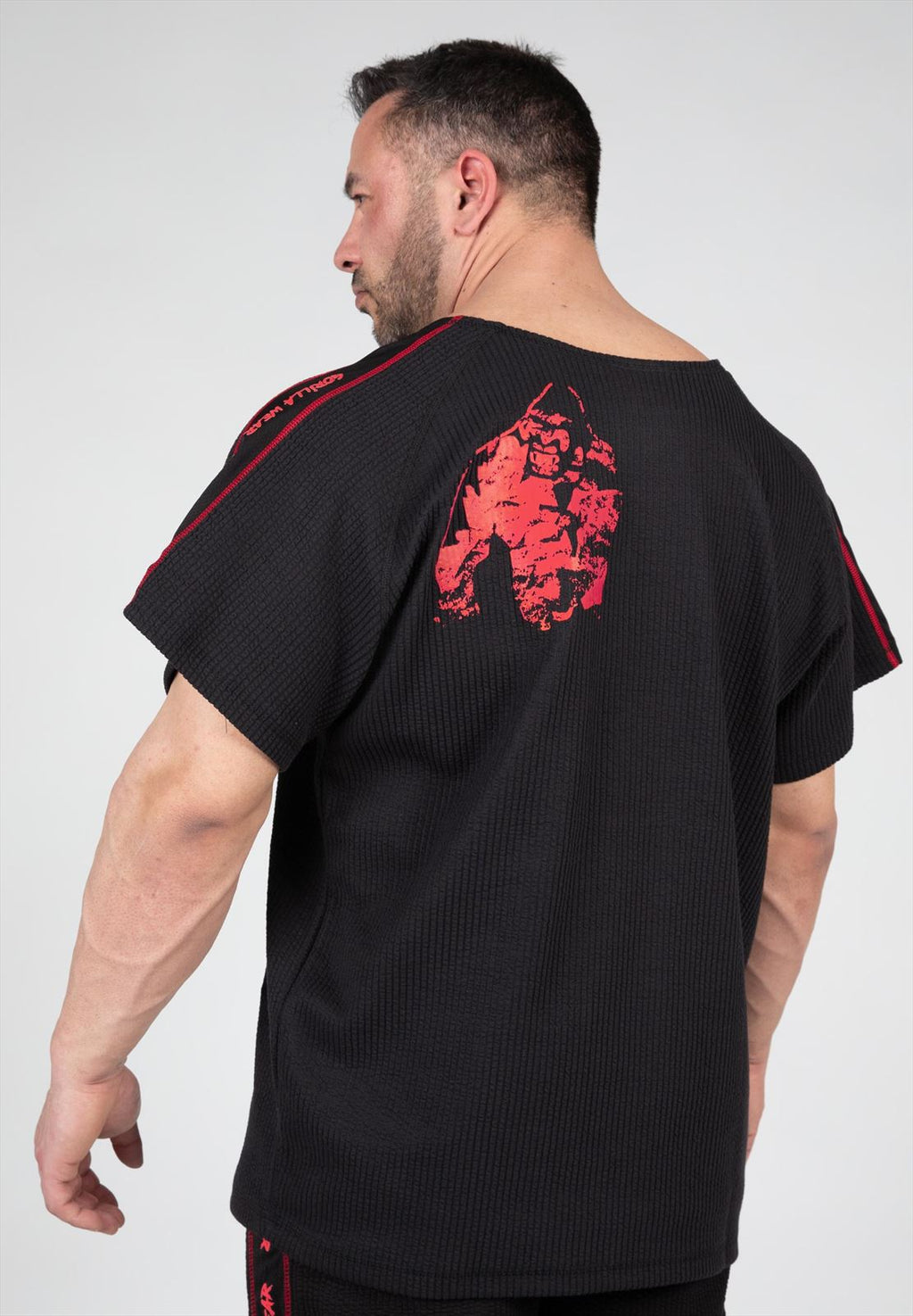 Gorilla Wear Buffalo Old School Workout T-Shirt - Zwart/Rood - Aanzicht