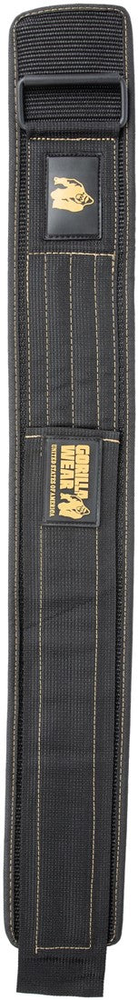 Gorilla Wear Halterriem - 4 Inch Nylon Lifting Belt - Zwart/Goud - Aanzicht