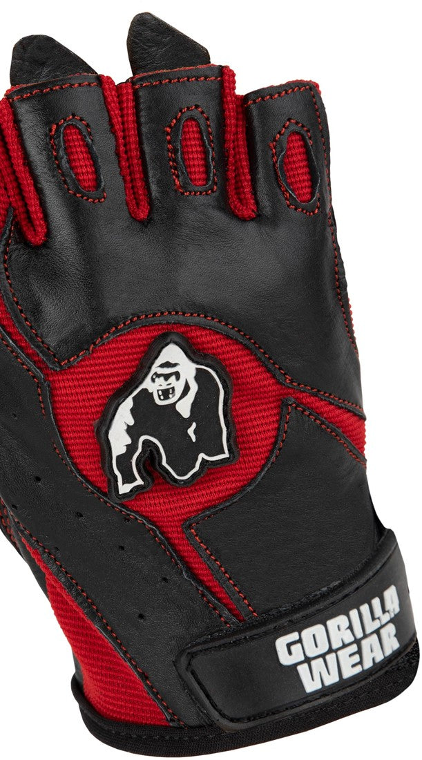 Gorilla Wear Mitchell Training Gloves - Fitness Handschoenen - Zwart/Rood - Aanzicht