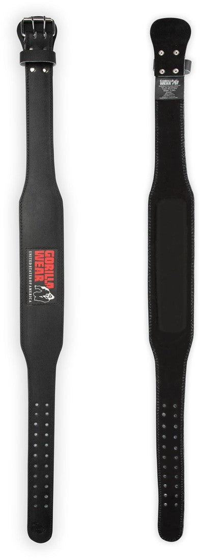 Gorilla Wear Halterriem - 4 Inch Padded Leren Lifting Belt - Zwart - Aanzicht