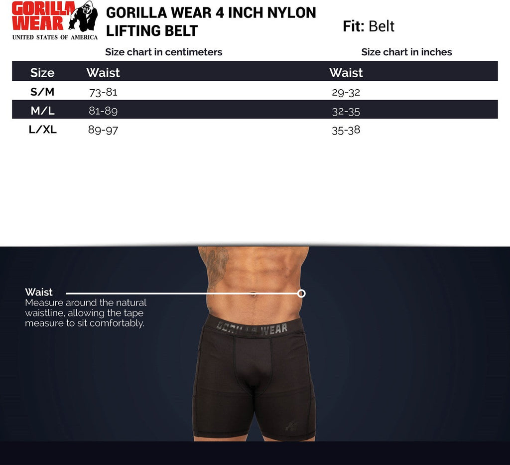 Gorilla Wear Halterriem - 4 Inch Nylon Lifting Belt - Zwart/Goud - Afbeelding 6
