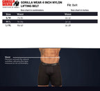 Gorilla Wear Halterriem - 4 Inch Nylon Lifting Belt - Zwart/Goud - Afbeelding 6