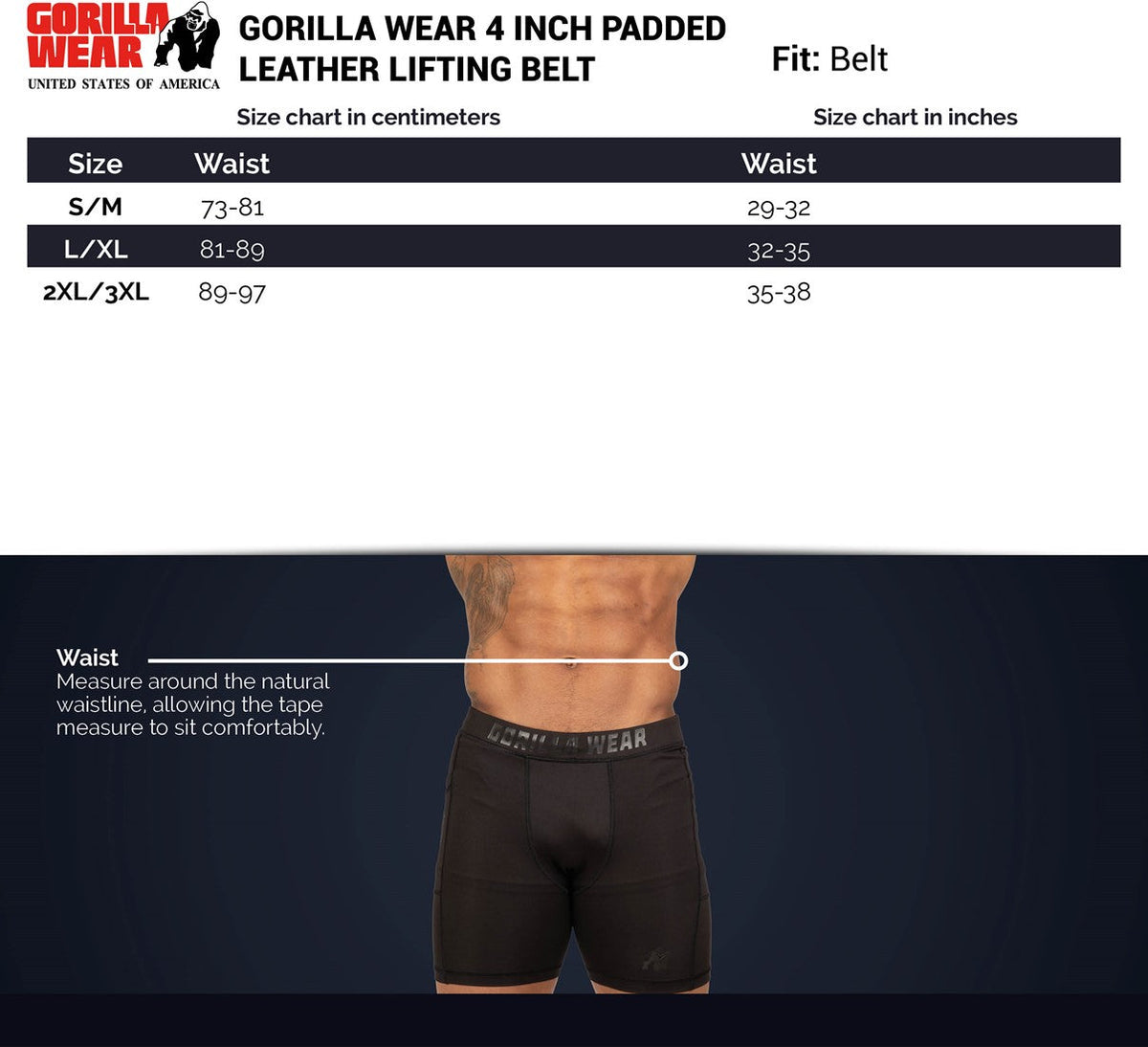 Gorilla Wear Halterriem - 4 Inch Padded Leren Lifting Belt - Zwart - Afbeelding 6