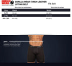 Gorilla Wear Halterriem - 4 Inch Leren Lifting Belt - Zwart - Afbeelding 6