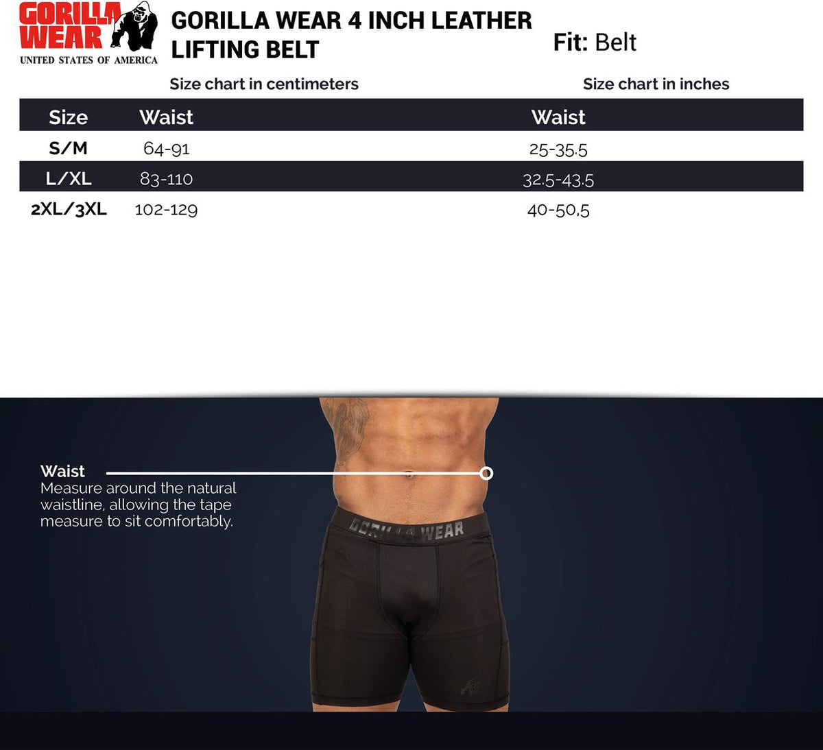 Gorilla Wear Halterriem - 4 Inch Leren Lifting Belt - Zwart - Afbeelding 6