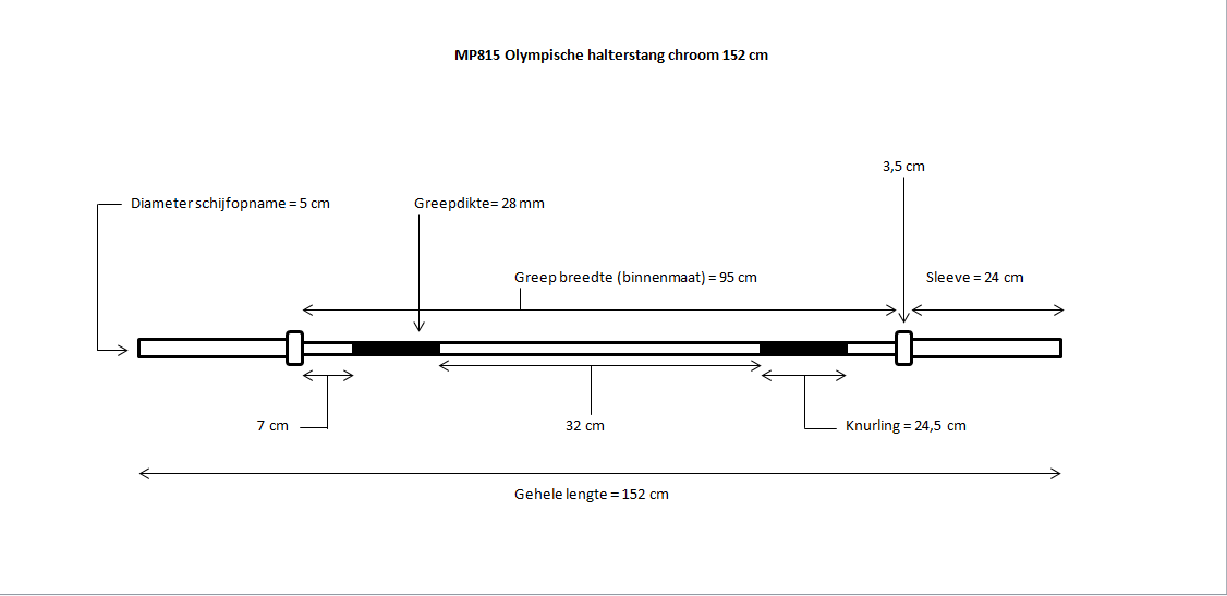 Muscle Power Olympische Halterstang - Chroom - 152 cm - In gebruik