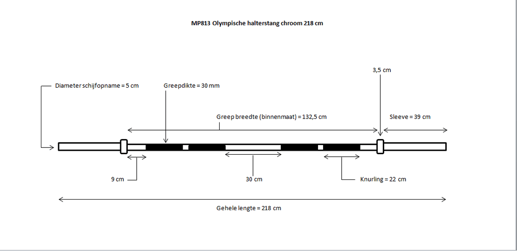 Muscle Power Olympische Halterstang - Chroom - 218 cm - In gebruik