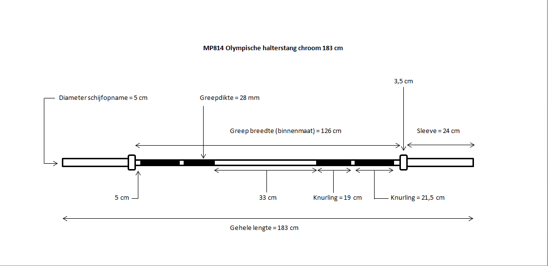 Muscle Power Olympische Halterstang - Chroom - 183 cm - 14,5 kg - In gebruik