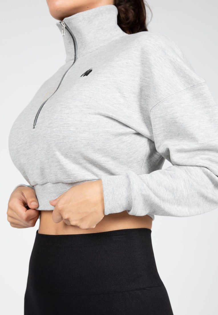 Gorilla Wear Ocala Cropped Half-Zip Sweatshirt - Grijs - In gebruik