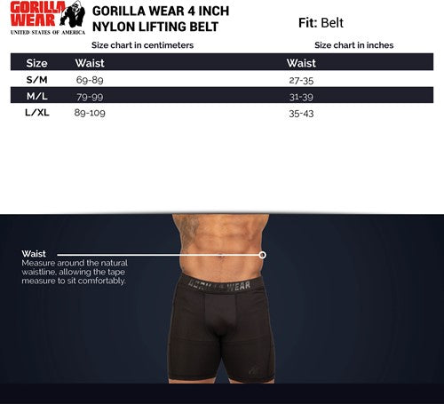 Gorilla Wear Halterriem - 4 Inch Nylon Lifting Belt - Afbeelding 7