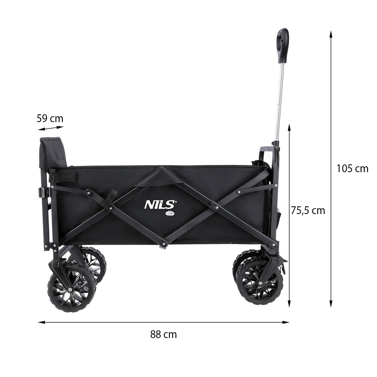NILS Camp Opvouwbare Bolderkar - Zwart - 160L - Detail