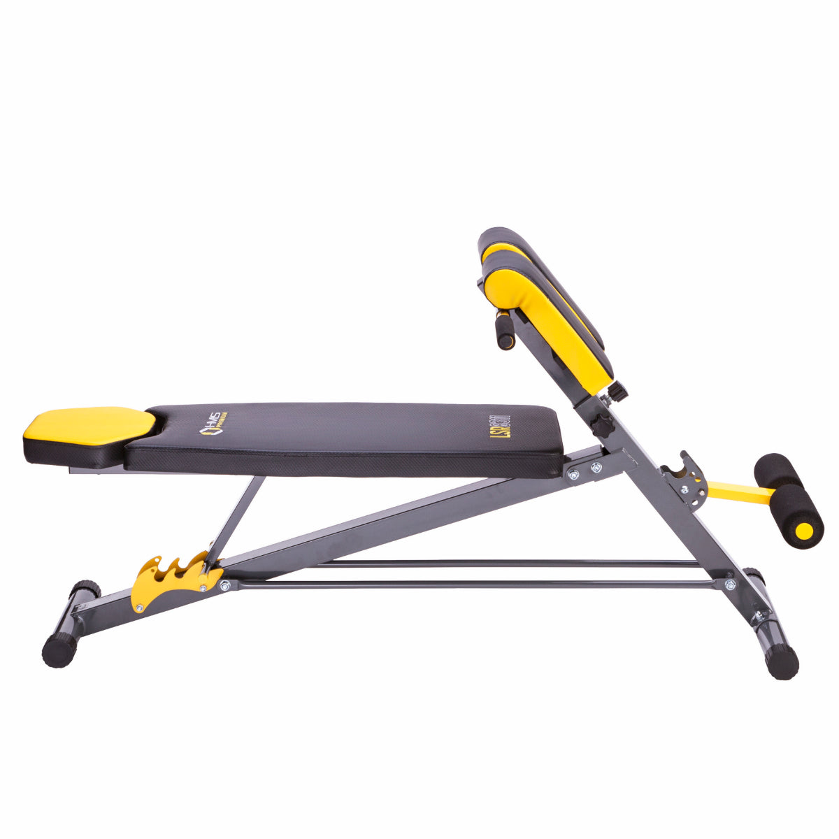 HMS Premium Verstelbare Hyperextension/Trainingsbank - Zwart/Geel - Detail