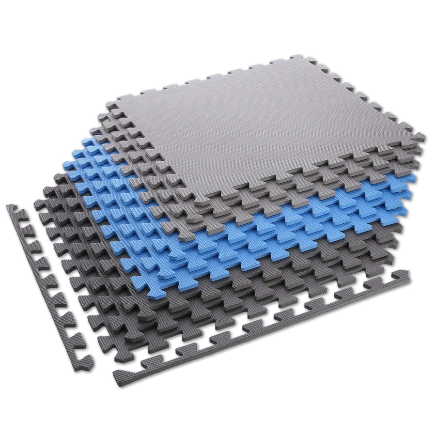 One Fitness Puzzelmat - Set van 9 - 10 mm - Blauw/Grijs - Detail