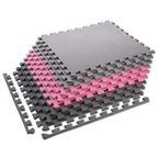 One Fitness Puzzelmat - Set van 9 - 10 mm - Roze/Grijs - Detail