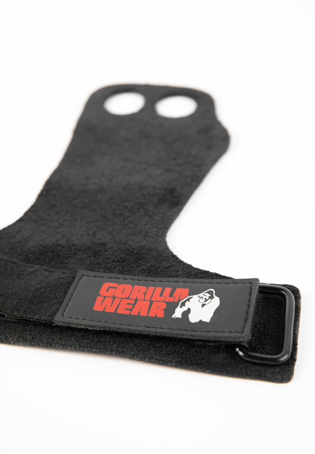 Gorilla Wear 2-Hole Leren Lifting Grips - Zwart - Detail