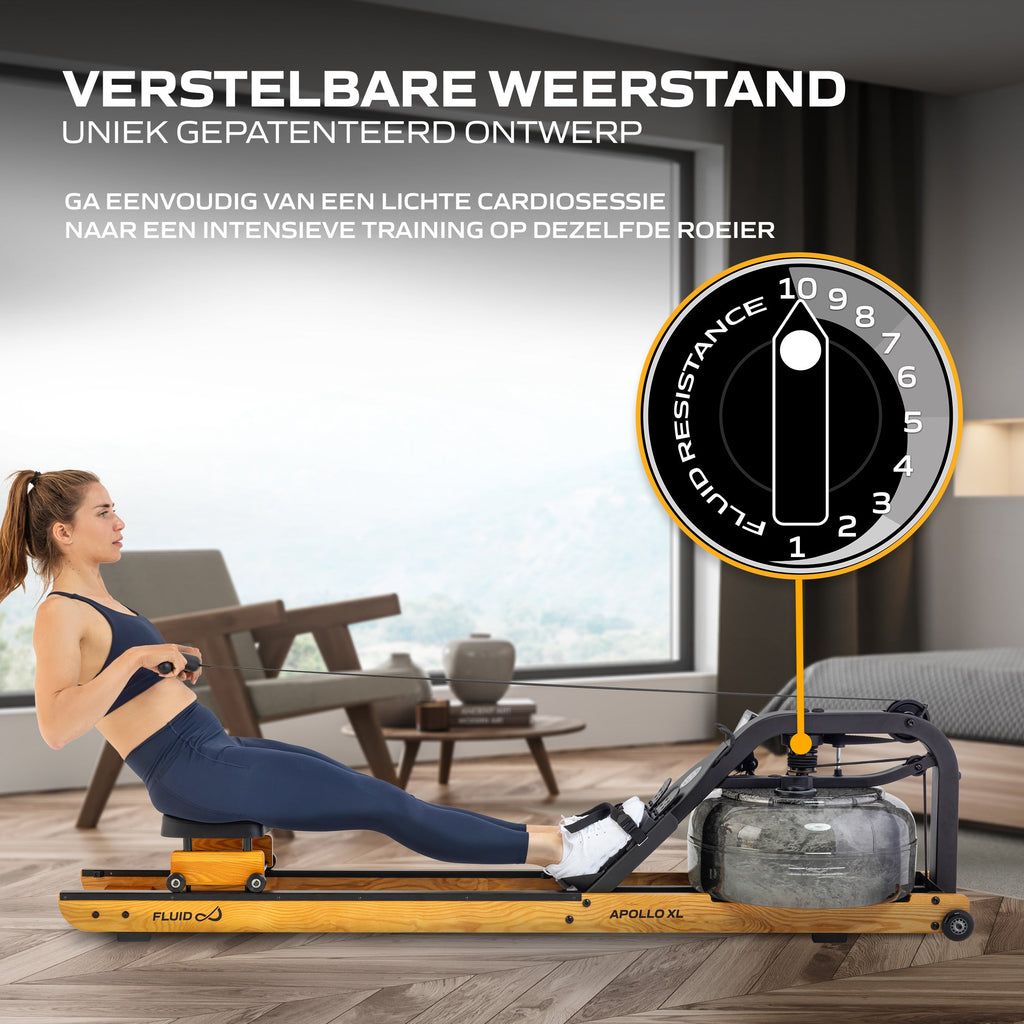 Fluid Rower Roeitrainer Apollo XL - Beuken - Aanzicht