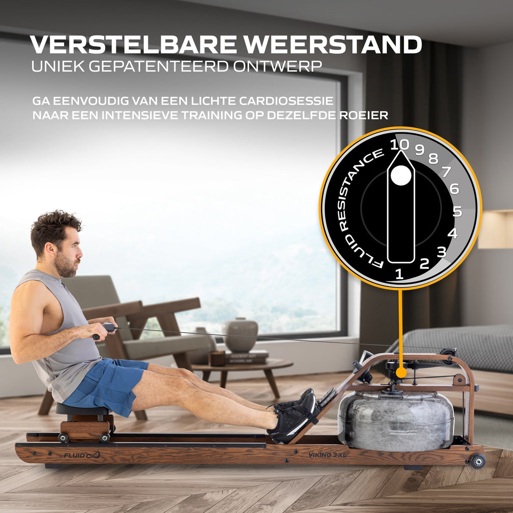 Fluid Rower Viking 3 XL Roeitrainer - Walnoot - Detail