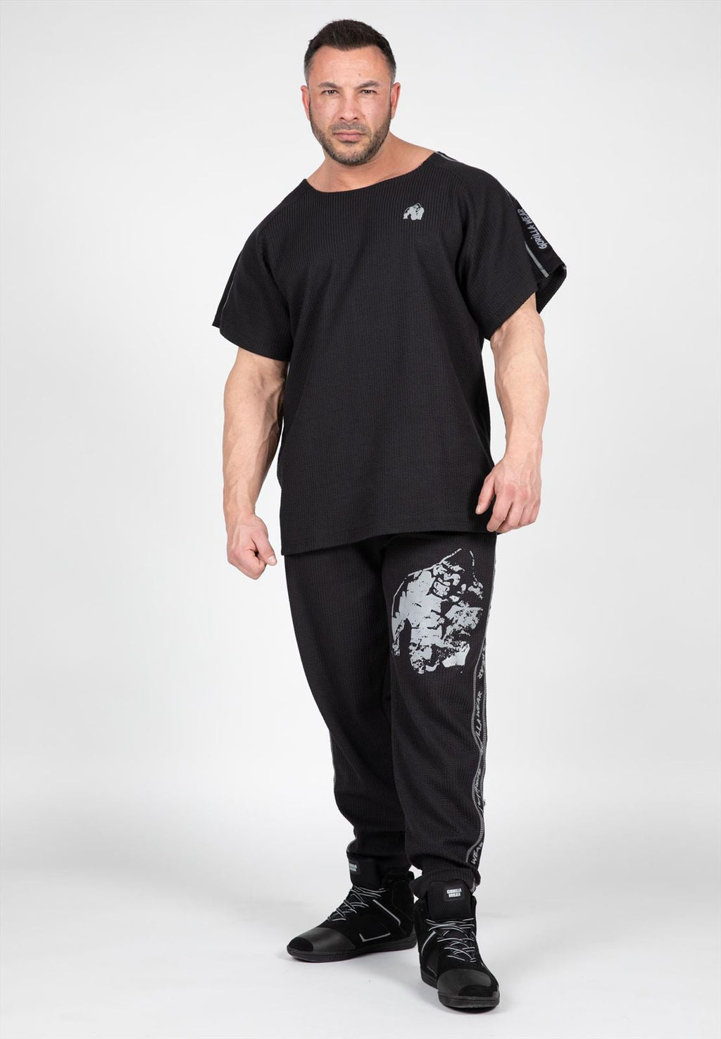 Gorilla Wear Buffalo Old School Workout T-Shirt - Zwart/Grijs - Detail