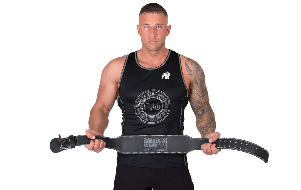 Gorilla Wear Halterriem - 4 Inch Gewatteerde Leren Lifting Belt - Zwart - Detail