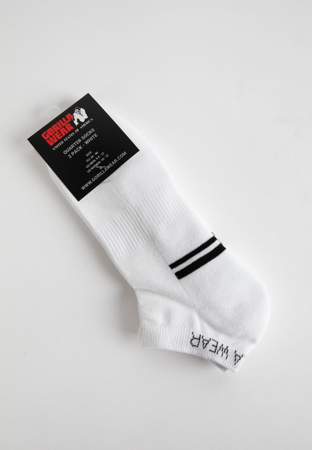 Gorilla Wear Quarter Sokken 2-Pack - Wit - Detail