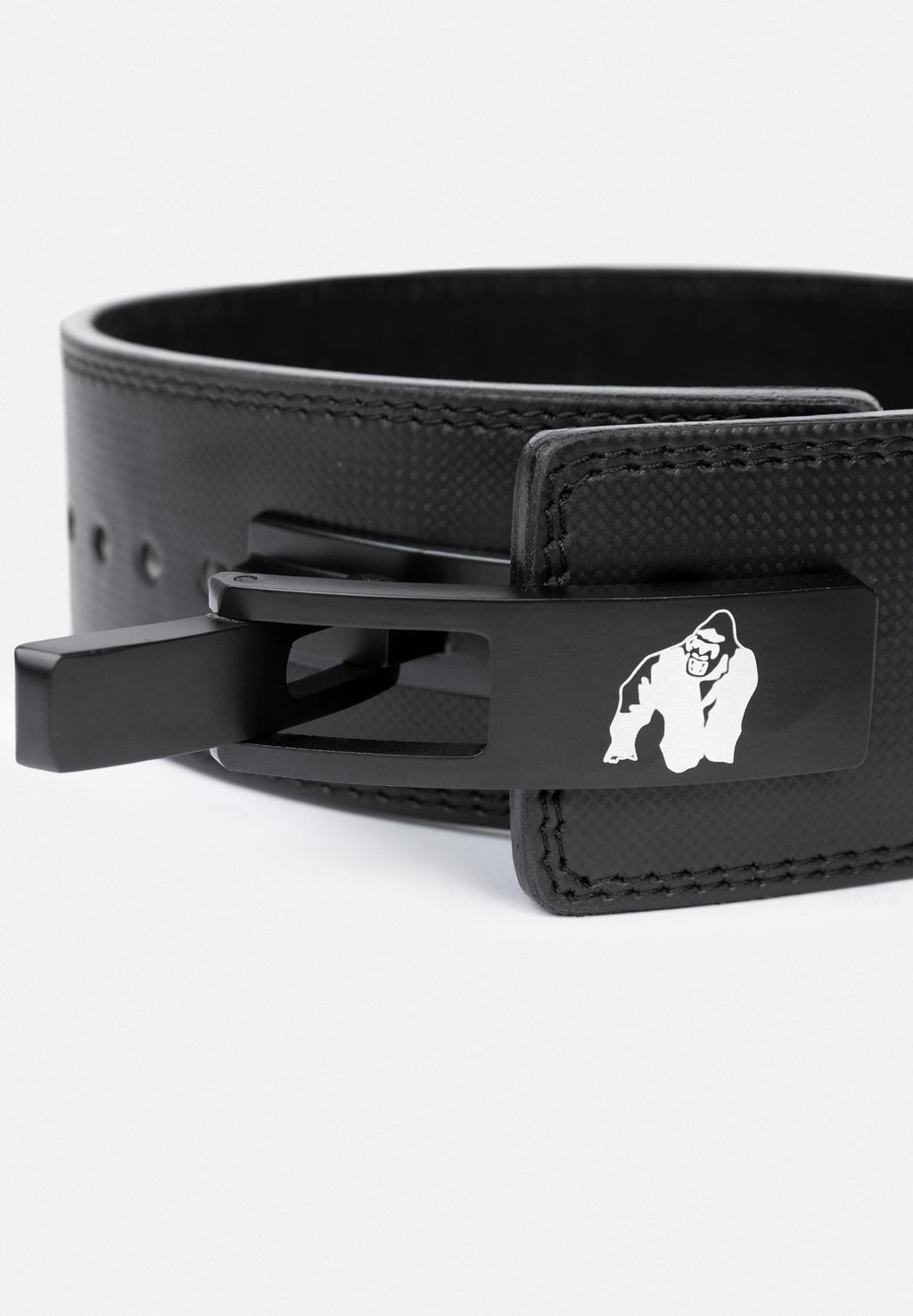Gorilla Wear Halterriem - 4 Inch Carbon Leren Lever Belt - Zwart - Detail