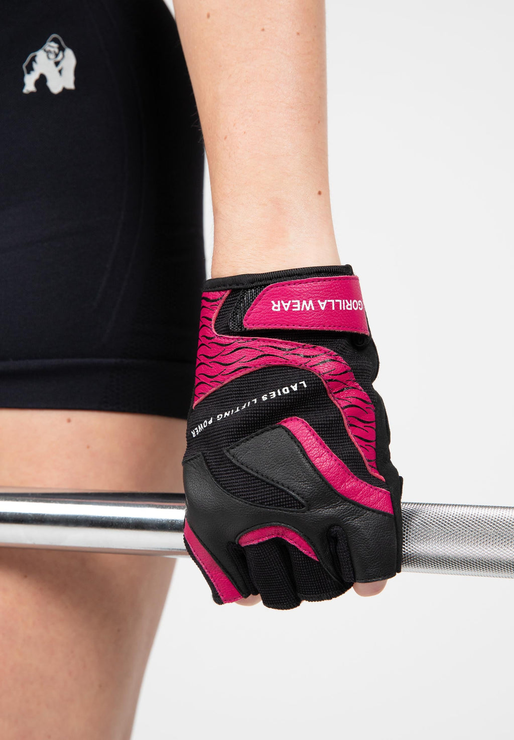 Gorilla Wear Dames Fitness Handschoenen 2.0 - Zwart/Roze - Detail