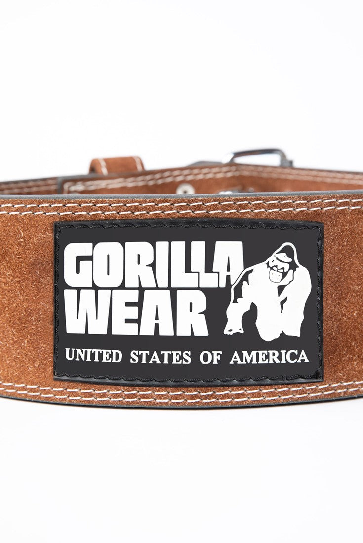 Gorilla Wear Halterriem - 4 Inch Leren Lifting Belt - Bruin - Detail