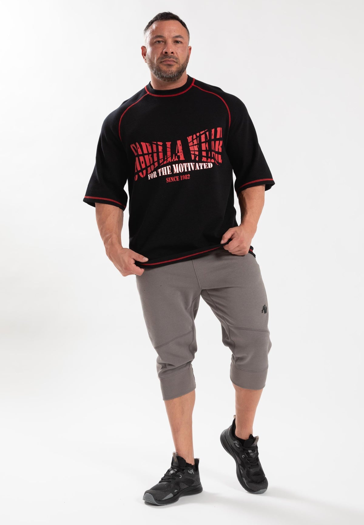 Gorilla Wear Finley Oversized T-shirt - Zwart/Rood - Detail