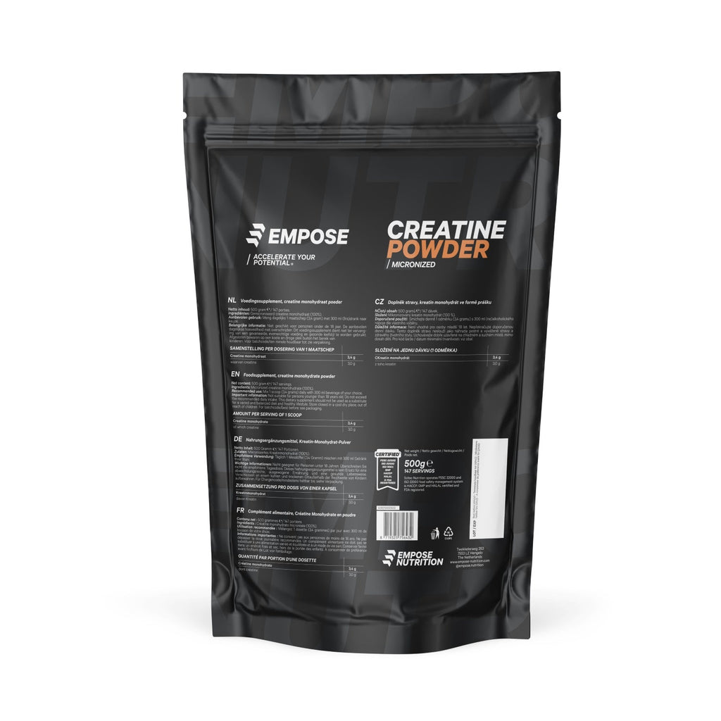 Empose Nutrition Creatine Poeder - Creatine Monohydraat - 500 gr - Achteraanzicht