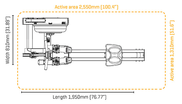 Fluid Rower Evolution E550 Roeitrainer - Detail